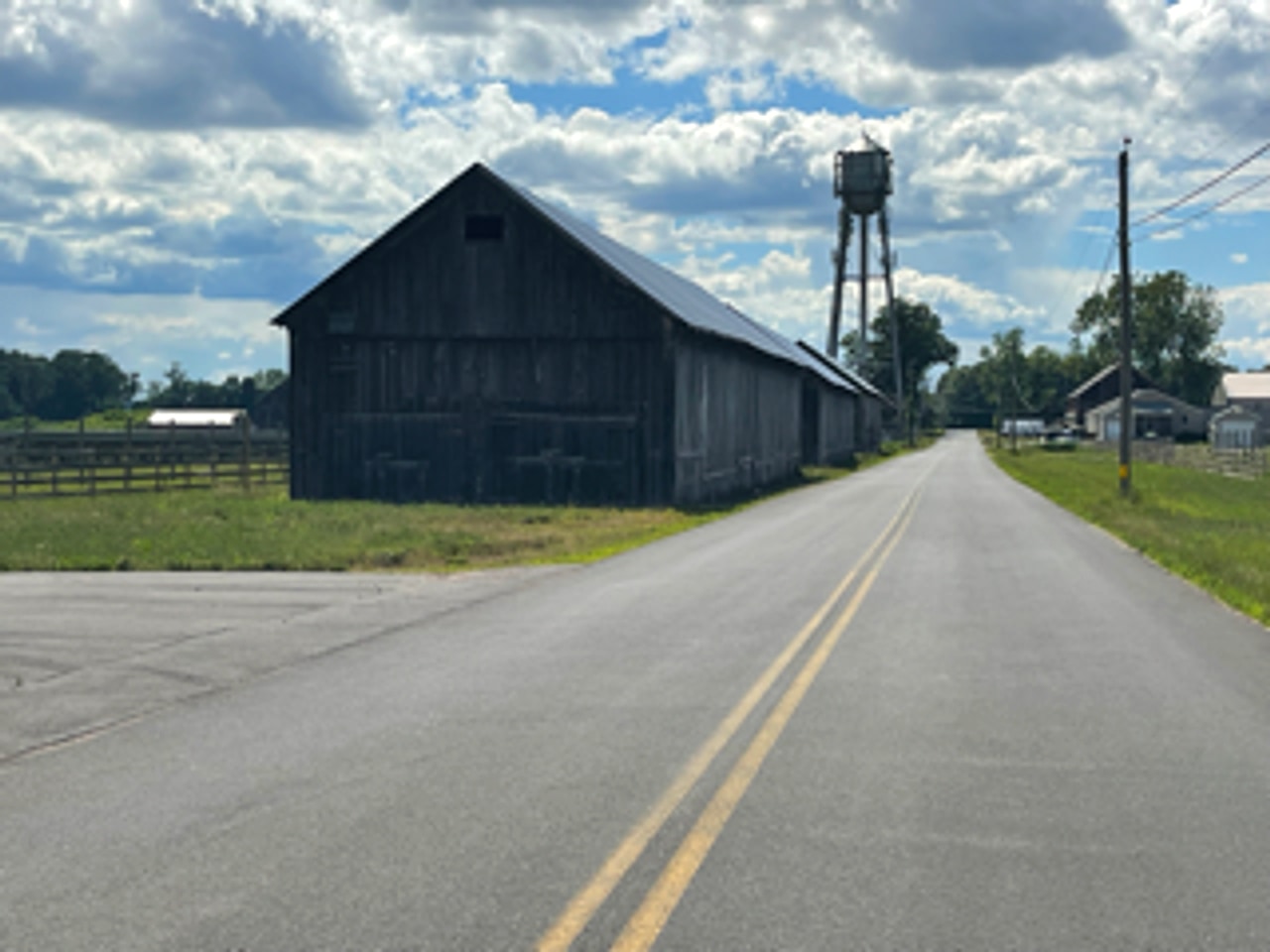 Barn and rural road in East Windsor Connecticut